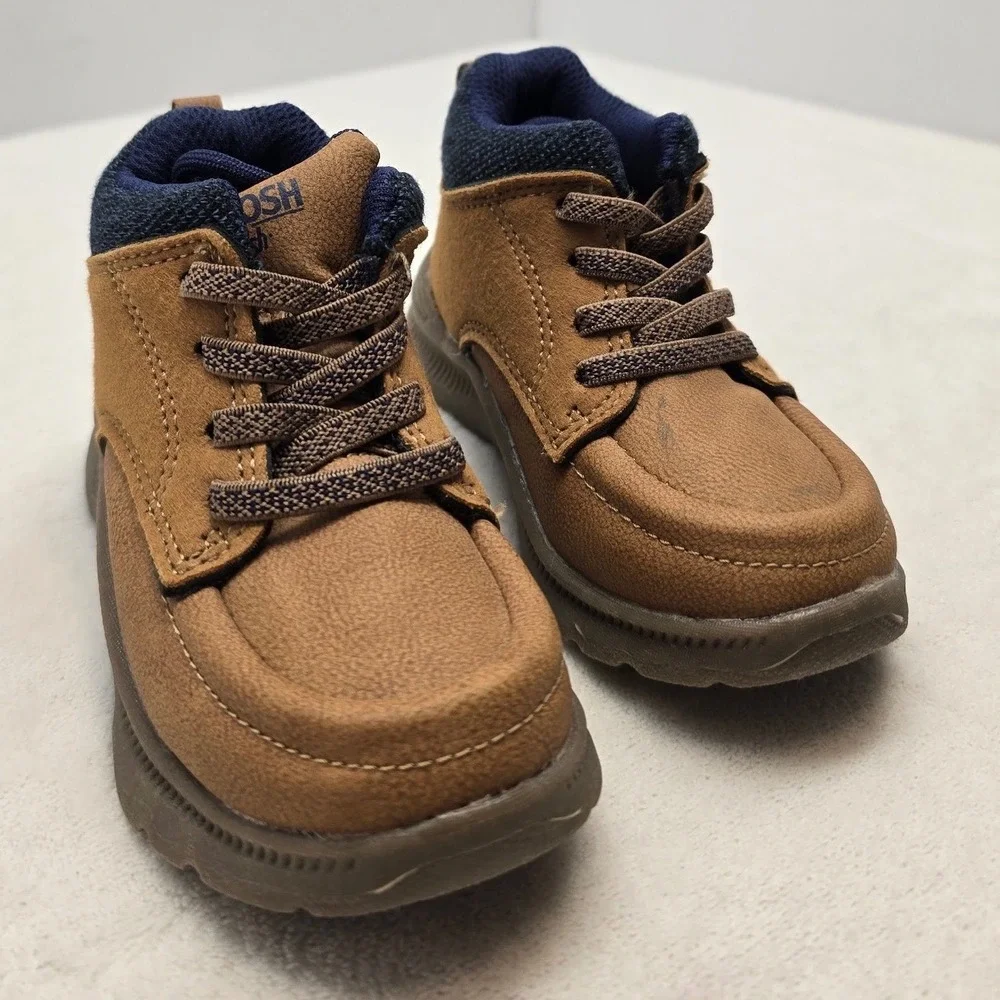 OshKosh Bgosh Doom Toddler Boys Lace Up Moc Toe Sneakers Brown Navy Size 6M